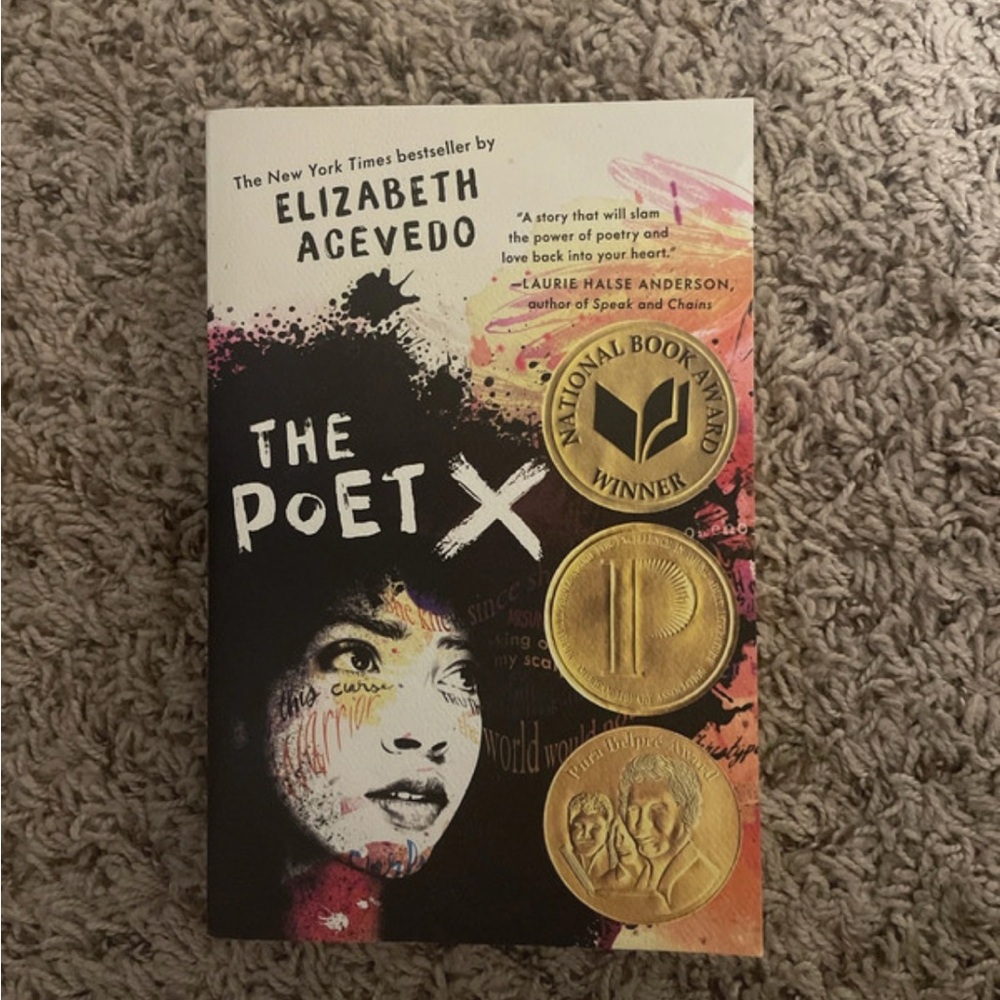The Poet X by Elizabeth Acevedo - Black & White Cover with Color Accents